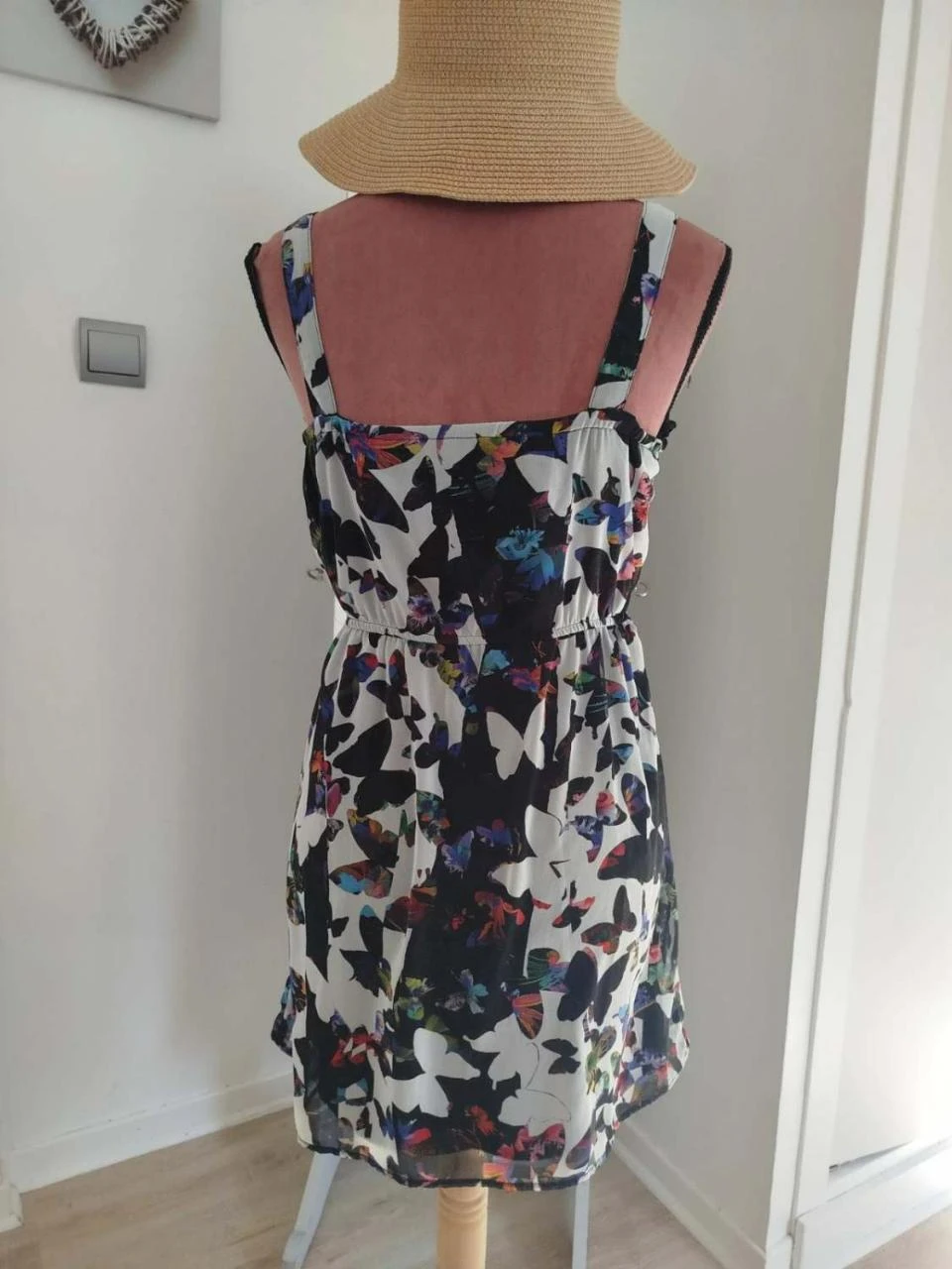 💢Flowy printed dress black white multicolor with zip Jennyfer Women size S / – photo 3